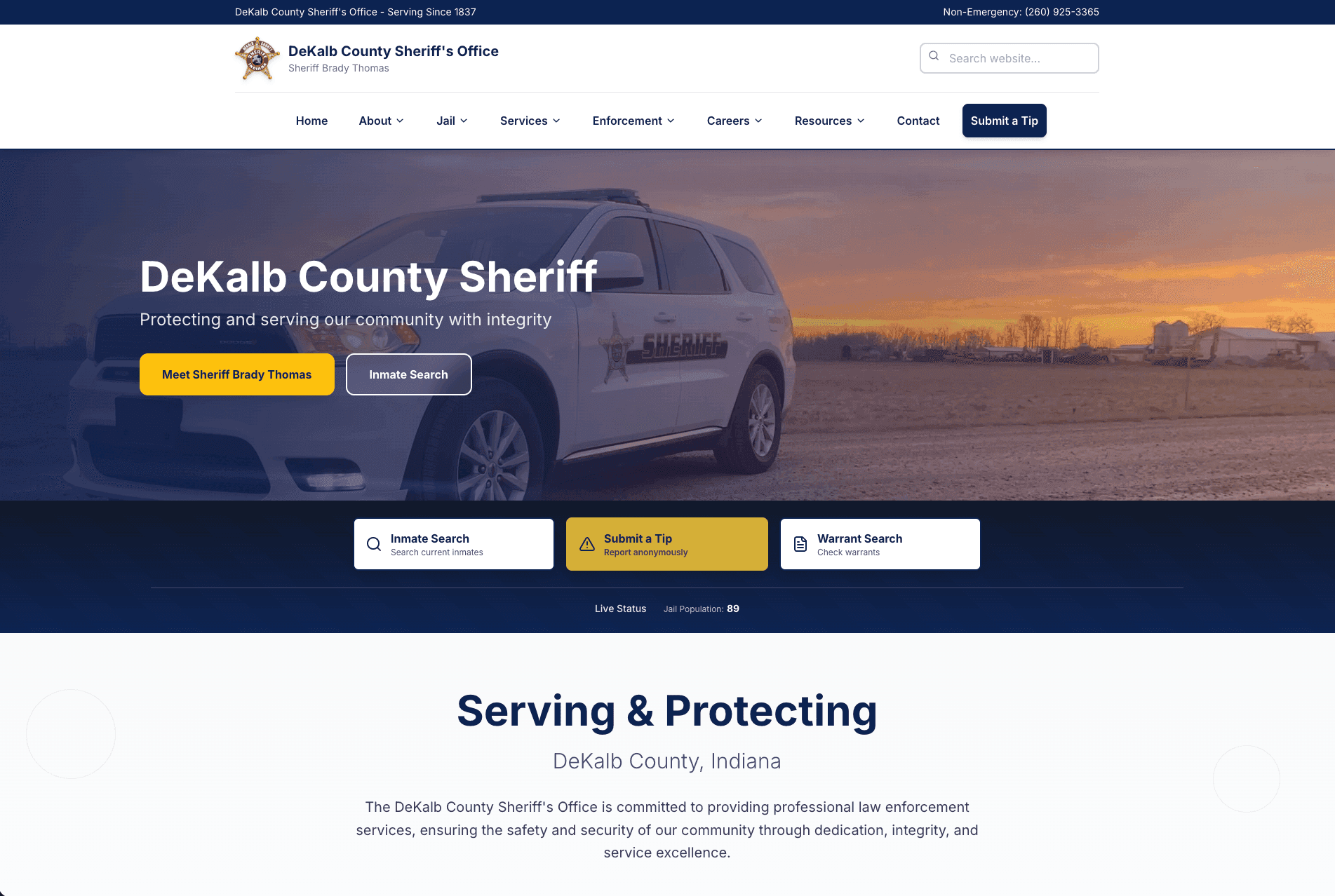 DeKalb County Sheriff's Office website hero — DeKalb County Sheriff's Office
