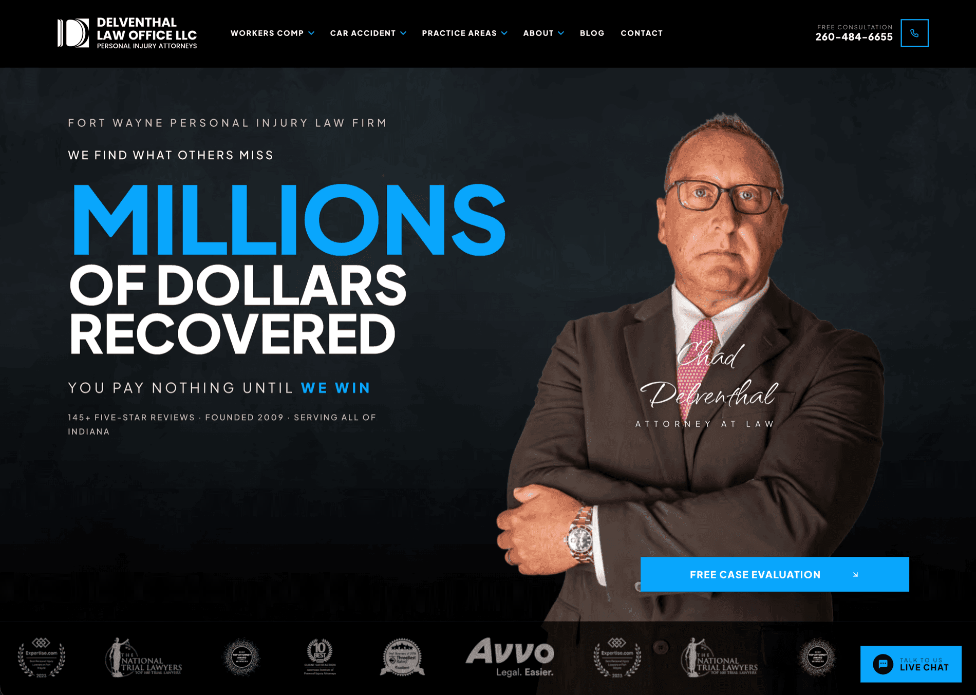 Delventhal Law Office website hero — Delventhal Law Office