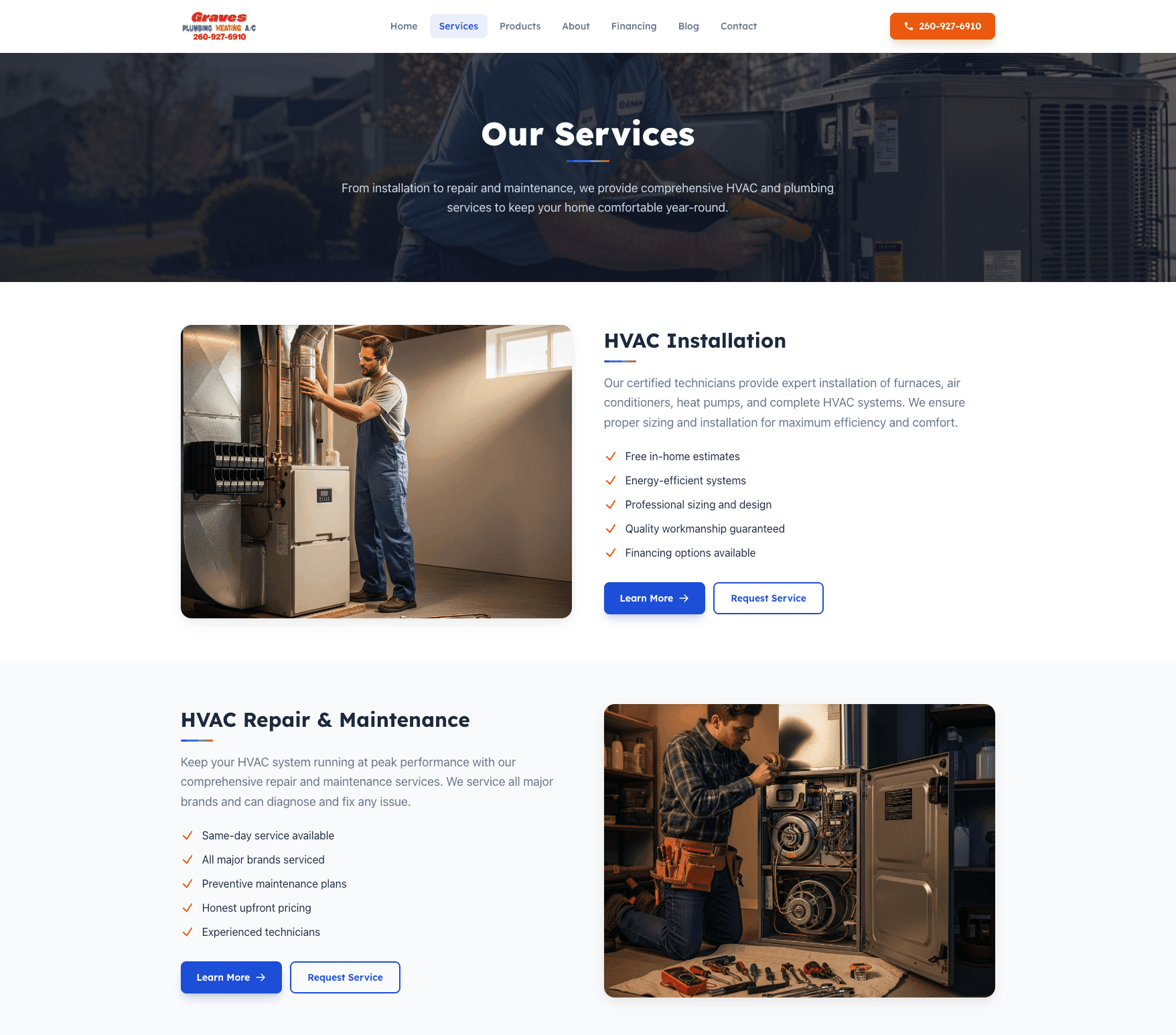 Graves Plumbing, Heating & A/C — screenshot 2
