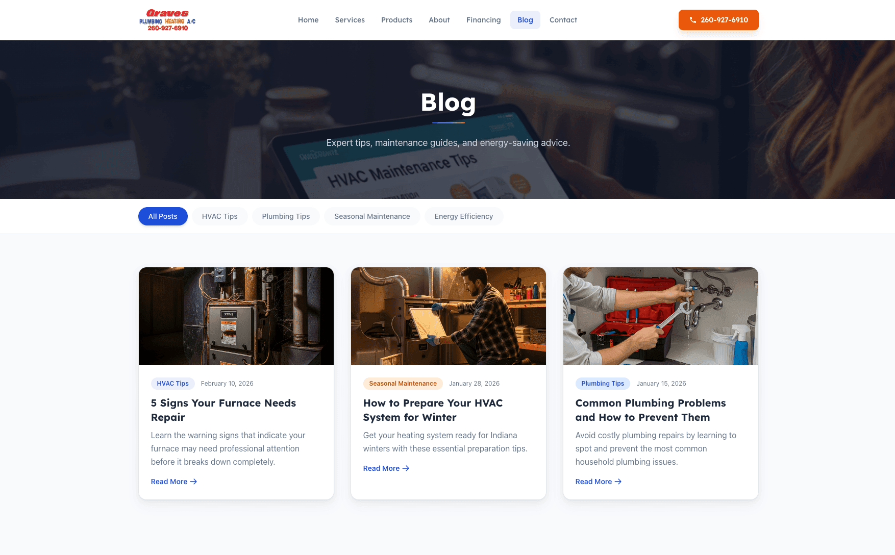 Graves Plumbing, Heating & A/C — screenshot 3