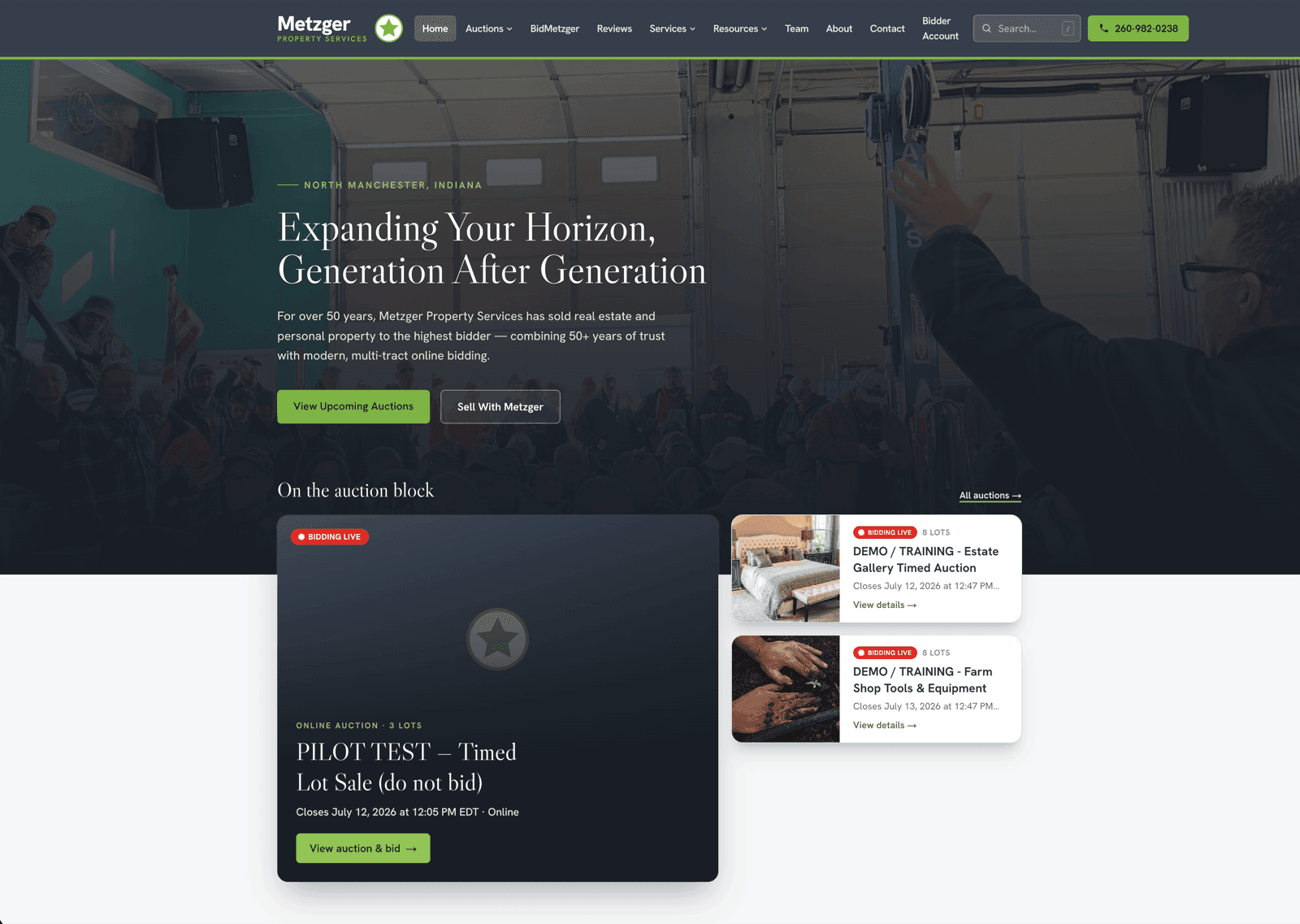 Metzger Auction website hero — Metzger Auction